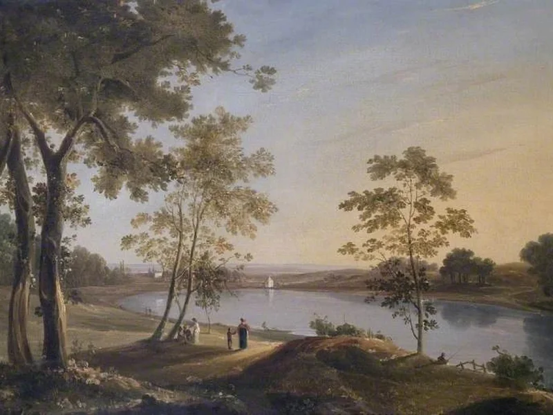 1778-Thomas Hastings - Uno dei grandi stagni tra Hampstead e Highgate, Londra, con vista sulle colline del Surrey